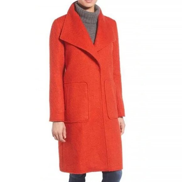 Bernardo Orange Fuzzy Fully Lined Boucle Coat, size Petite Medium - Picture 1 of 8